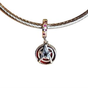 LINX Discontinued Sterling Silver Captain America Avengers Dangle Bracelet Charm